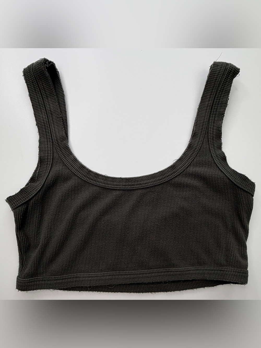 Joah Brown Raw Edge Ribbed Tank Crop Top - Green/Gray XS/S GUC